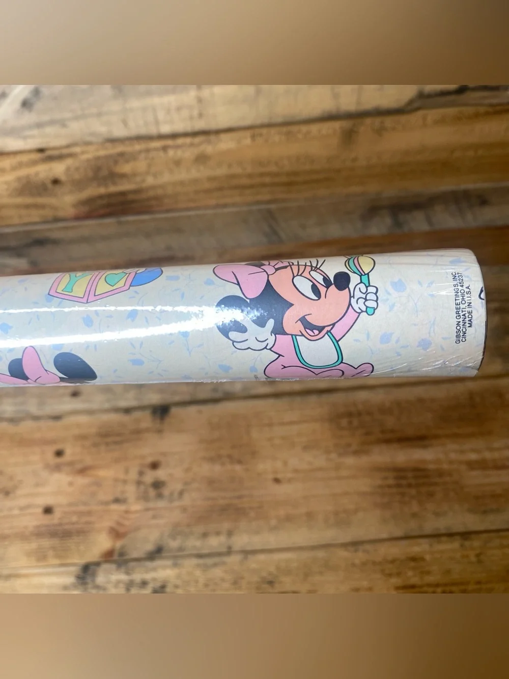 Vintage Gibson Greetings 1980 Walt Disney Baby Mickey Minnie Gift Wrapping Paper